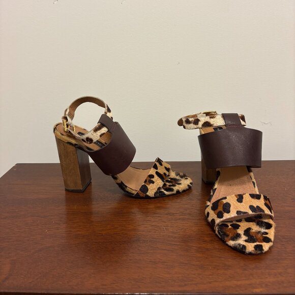 Steven by Steve Madden Burgundy and Cheetah Catalina Sandals with Wooden Heel - Picture 1 of 5